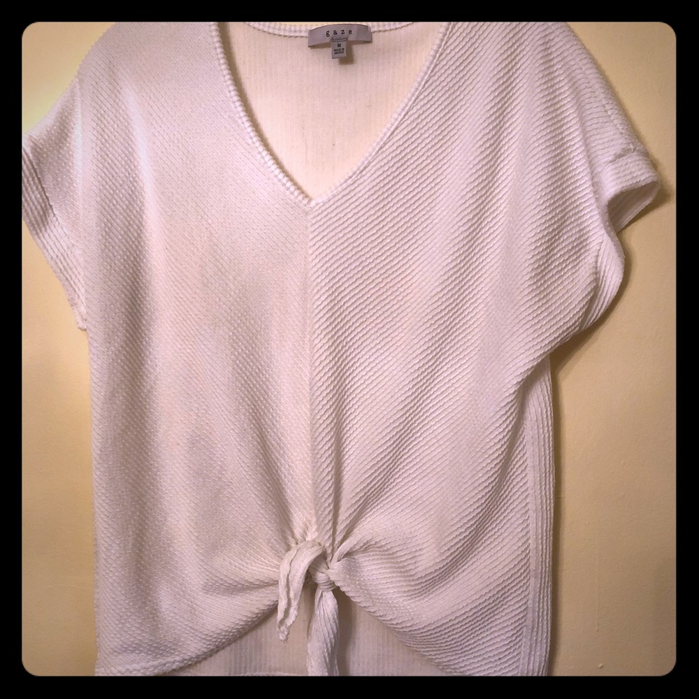 White tie-front top